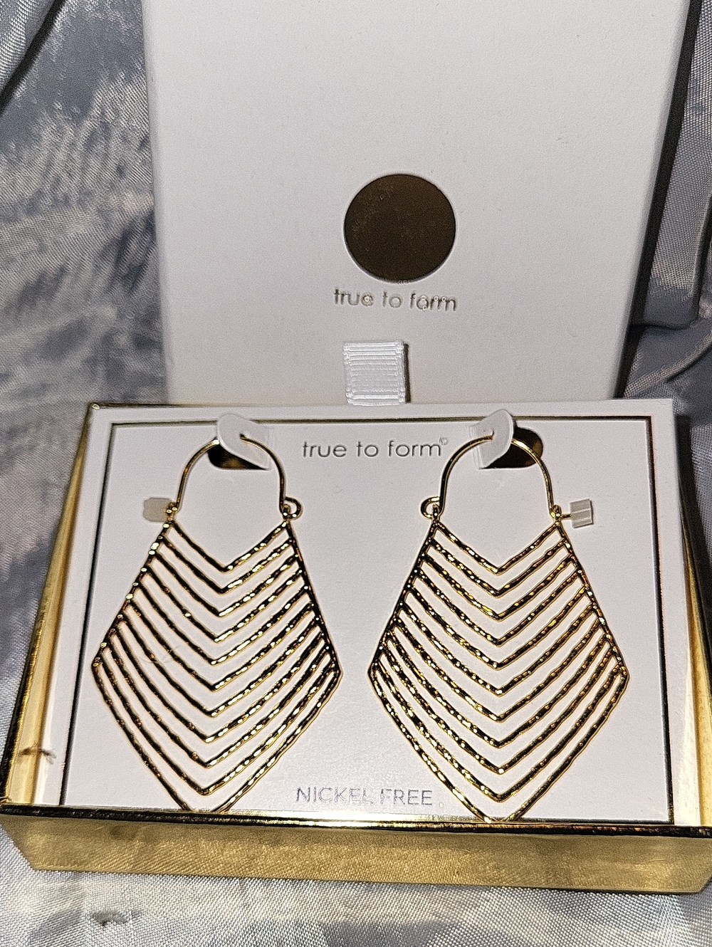 True To Form Gold Layered Chevron Drop Earrings Bnib Te M